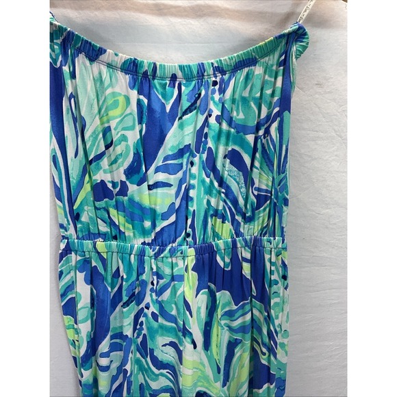 Lilly Pulitzer Marlisa Strapless Maxi Dress Palm Passage Print Size M Coastal - Picture 4 of 10